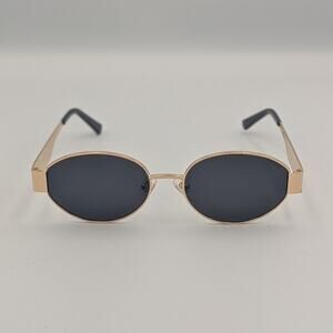 SOJOS SJ1256 C5 Gold Oval Sunglasses UV400 Black Lens